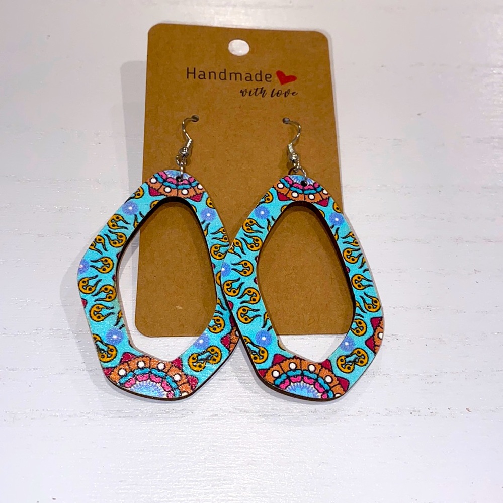 Wooden dangle earrings